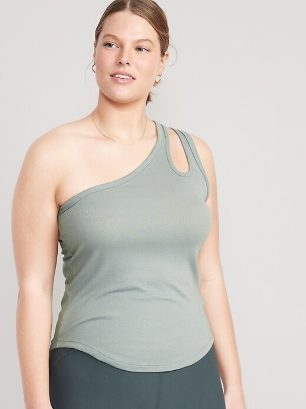 Old Navy UltraLite All-Day One-Shoulder Cutout Tank Top Sage Green XS